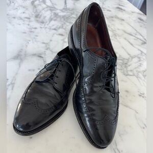 Johnston & Murphy Black Leather Wingtip 28628 Lace Up Dress Shoes 11 D